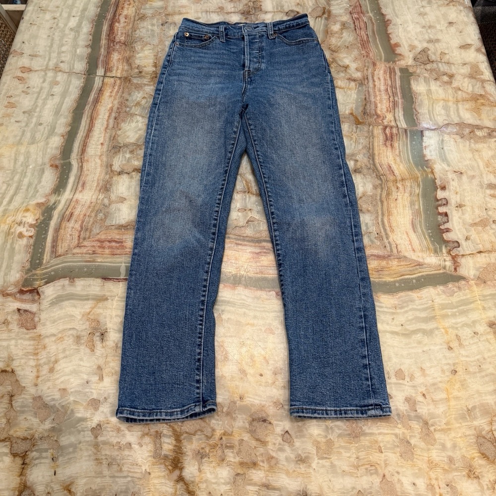 Levi's Wedgie Straight Jeans Womens 25 High Rise Blue Denim Pants 29x25